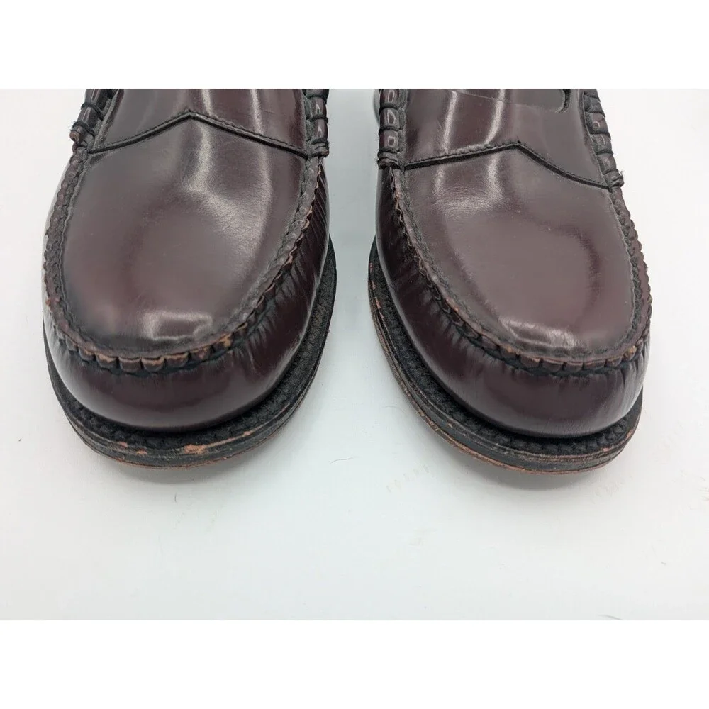 Johnston & Murphy Penny Loafers Mens 10 D Burgundy Leather Slip On Dress Shoes